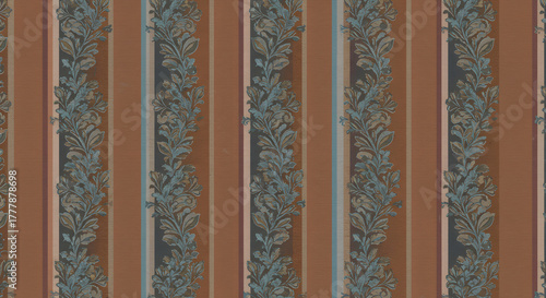 Fashion stylish vertical striped floral pattern with floral motifs. modern plant pattern for fashion, fabric, textile, wallpaper. Vintage striped pattern