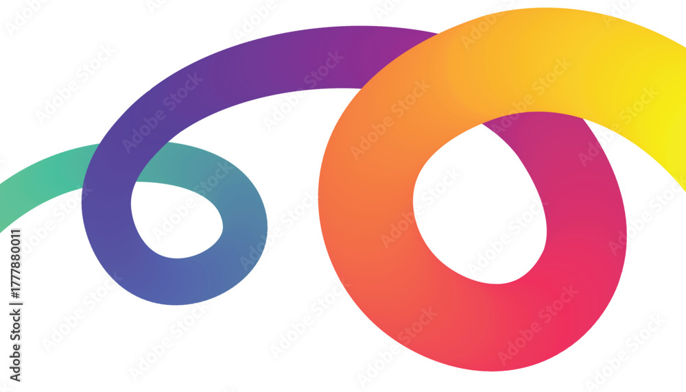 Obraz premium 3D Gradient Ribbon with Purple, Orange, and Yellow Intertwined Loops, Abstract Color Flow Wave Design, Modern Fluid Curve Background for Creative Projects and Motion Graphics