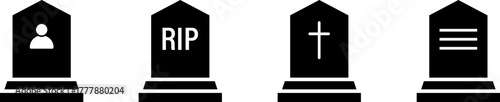 Four silhouette tombstones with different designs
