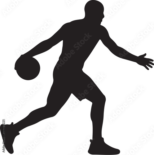Silhouette of a basketball player dribbling a ball athlete sport also transparent background