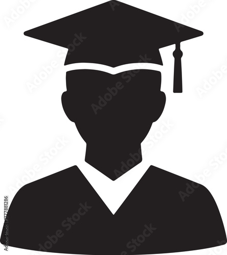 Silhouette of a graduate wearing a cap and gown graduation student also transparent background