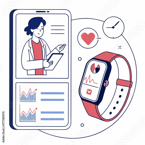 Digital Health and Medical Technology Vector Set