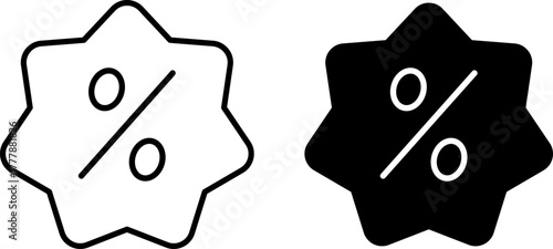 Two star shaped discount tags with percentage symbols