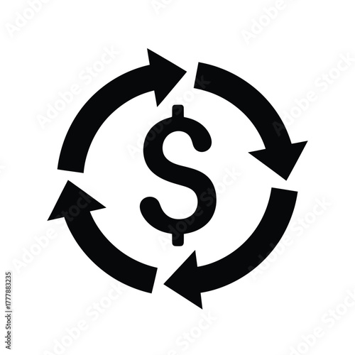 Circular dollar sign icon representing financial cycle and money exchange