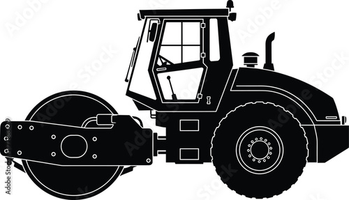 Construction Road Roller Silhouette vector, roller, construction, road, silhouette, vector, heavy, equipment, machine, vehicle, industry, work, black, illustration, icon, sign, symbol, graphic, design