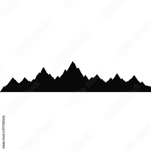 Dramatic black silhouette mountain range peak horizon majestic scenery
