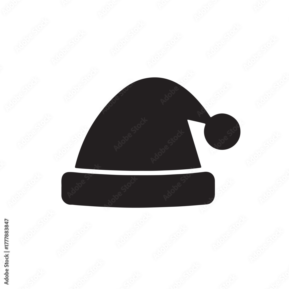 Fototapeta premium Simple black and white illustration of a classic santa claus hat