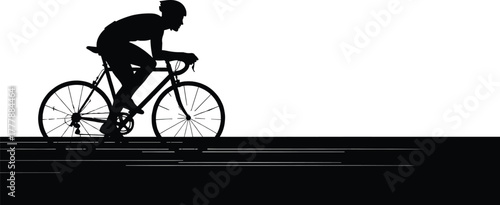 Silhouette of a cyclist on a road bike on a white background, cyclist, cycling, road bike, bicycle, sport, athlete, speed, race, competition, training, fitness, healthy lifestyle, transportation, silh