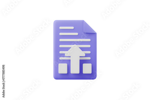 3d icon illustration of up arrow and paper document  . Isolated on transparent background, png