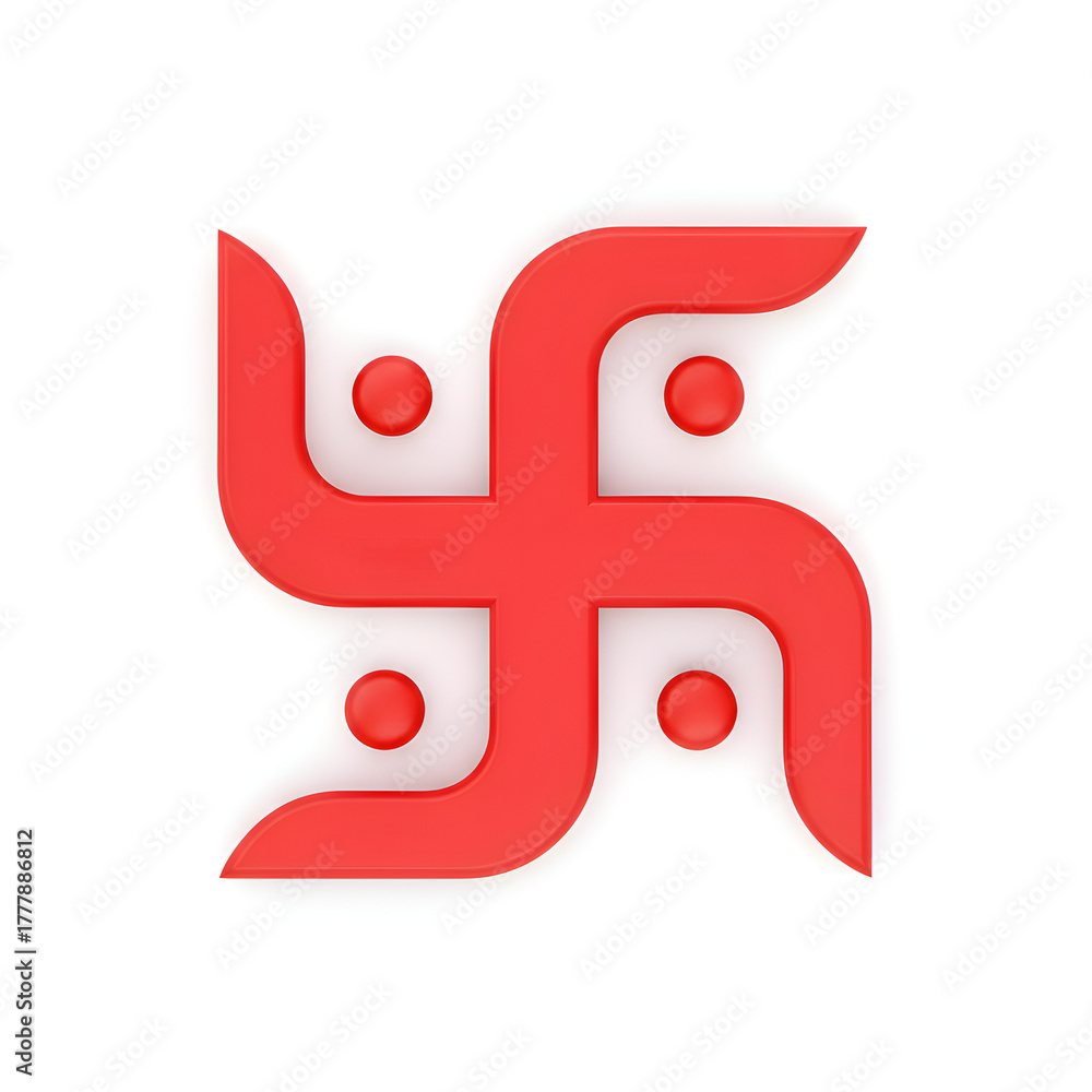 Obraz premium Divine red Hindu Swastika symbol with four dots