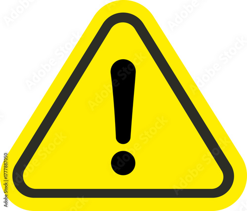 Yellow triangular warning sign with alert
