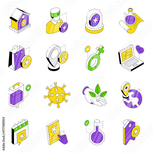 Set of Pharmaceutical Isometric Icons