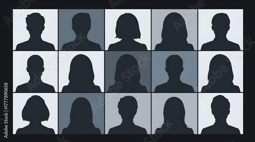 Collection of vector people silhouettes. Anonymous default user profile avatars for web, social media, or business teams