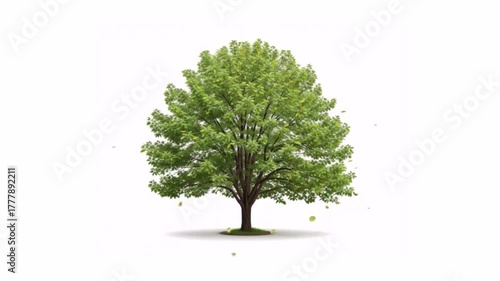 Green apple tree isolated on white background.