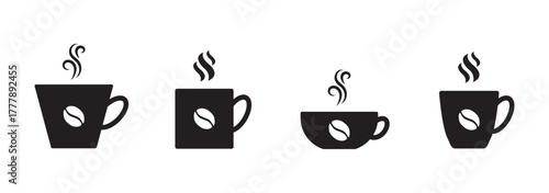 Coffee cup vector icon set. Cups of coffee tea symbol collection. Vector Illustration.