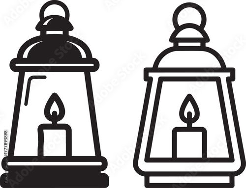 Two lanterns candlelight silhouette