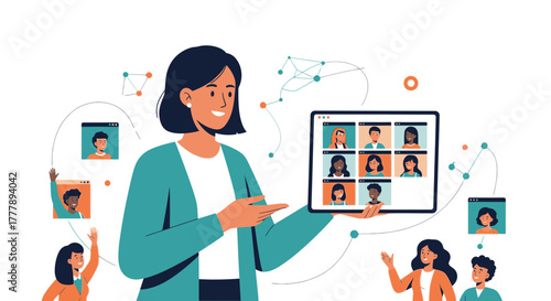 Online Meeting Communication And Collaboration At The Office Through Digital Devices