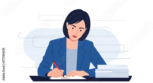 Professional Woman Engaged In Creative Writing Process, Drafting New Business Documents