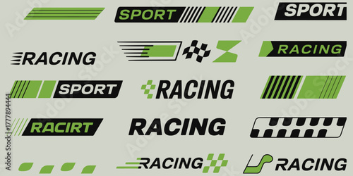 Racing graphic elements vector design set of dynamic sport lines and stripes for automotive branding decals and performance concept
