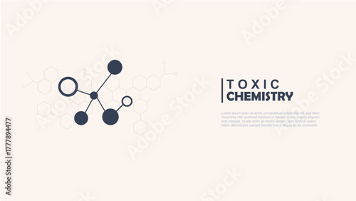 Toxic Chemistry banner. Abstract molecular structure, ideal for projects on chemical risks, hazardous substances, and scientific awareness. PFAS concept. Vector illustration