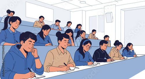 Students Attending Lectures And Classes, Learning And Studying The Lesson Actively