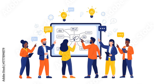 Team Collaboration Showcasing Business Brainstorming and Innovative Problem Solving Concepts