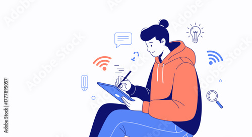 Young Designer Illustrating On A Tablet, Capturing Creative Visuals With Modern Gadgets Ideas