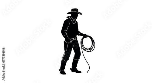 Illustration Vector of a Cowboy Holding a Lasso 