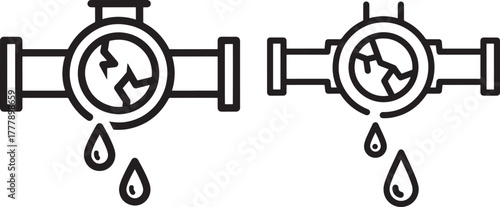 Leaking pipe connections silhouette