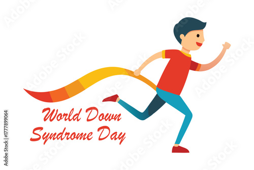 World Down Syndrome Day Athlete Victory Vector
