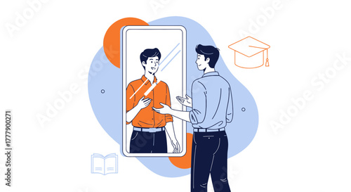 A Person Contemplating Future Self and Goals Reflecting in the Mirror