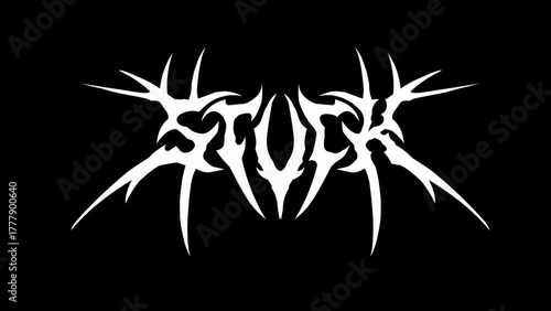 Stuck typography vector in a striking and intense dark metal lettering style for t-shirt print apparel, sticker, poster, logo and more
