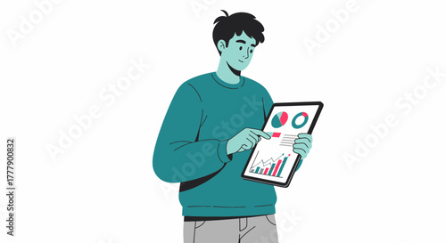 Analyst Assessing Data Charts on Tablet for Strategic Business Insights into Trends