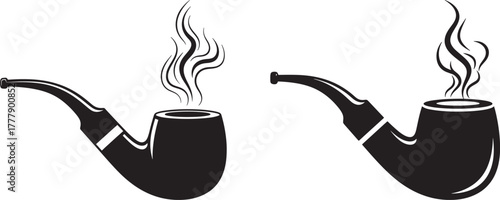 Two smoking pipes silhouette