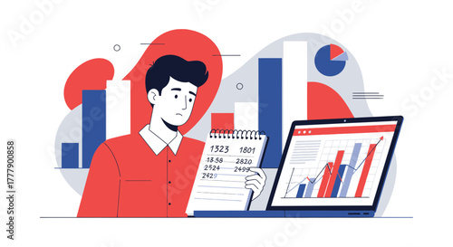 Analyst Assessing Financial Performance Through Data Charts Visual Representation