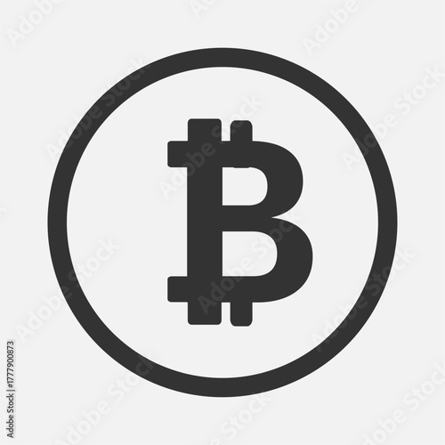 Minimalist Bitcoin Icon — Digital Currency & Blockchain Finance Symbol
