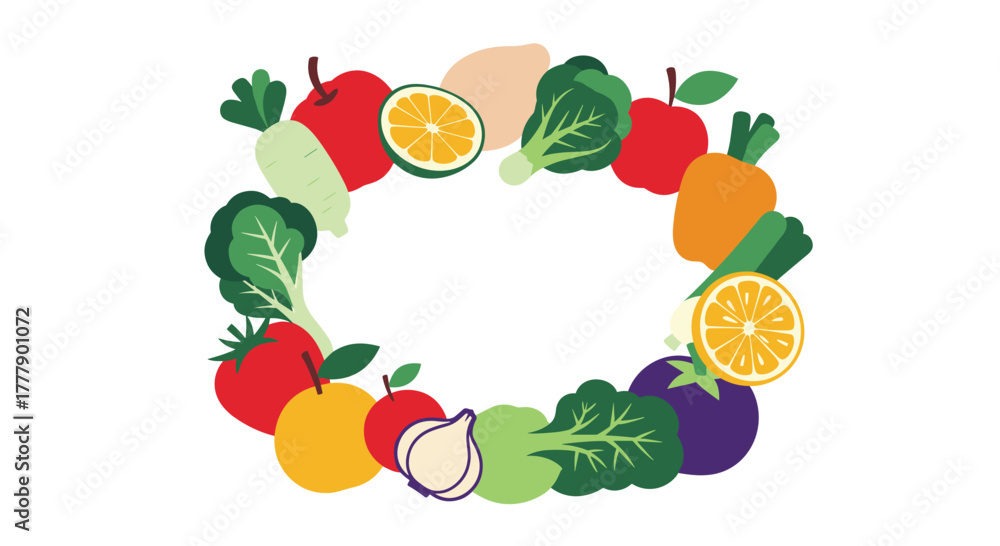 Obraz premium A vibrant illustration of a healthy food frame, perfect for health and wellness themes.