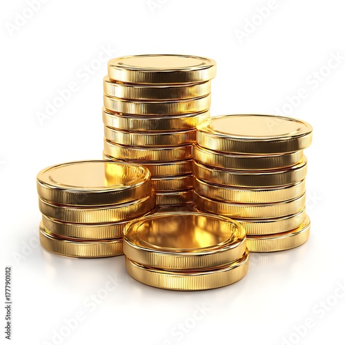 Stacks of Golden Coins: Symbol of Wealth, Savings, and Investment Opportunities