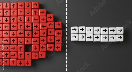 Disparate Arrows on Red and White Cubes Demonstrating Directional Contrast