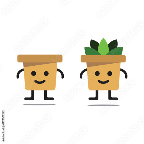 Smiling Plant Pots Empty and Full with Greenery