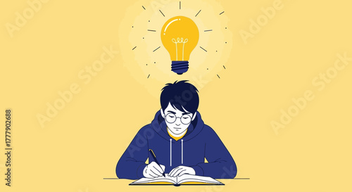 Creative Reflection: A Mind Awakens Inspiration While Capturing Thoughtful Ideas