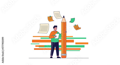 Creative Writing and Composition Concept Depicted With a Pencil Illustration