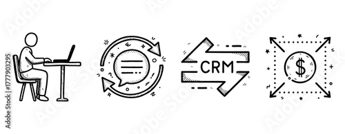 Crm integration and profit growth icons