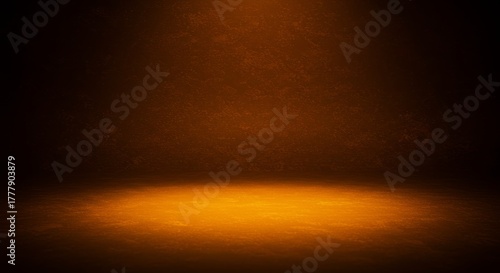 Warm Amber Glow Illuminating Textured Dark Studio Background