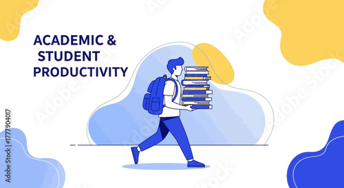 Depiction Of A Hardworking Scholar Carrying Books Promoting Academic Success