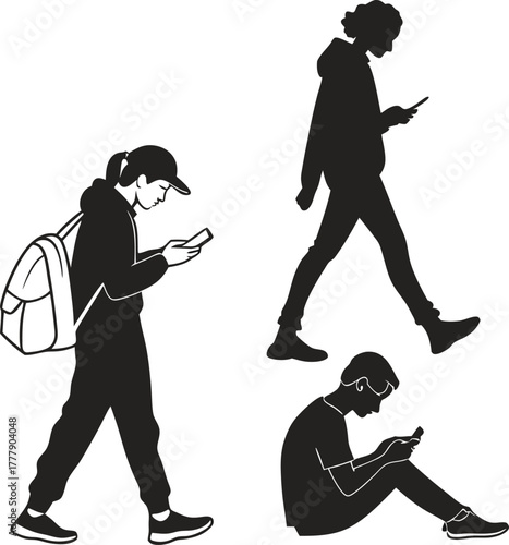 Vector silhouette of a man holding a sword