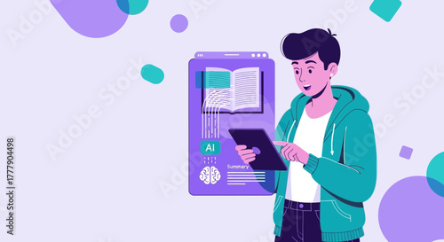 Illustration Of A Person Using Technology With Ai Related To Digital Books