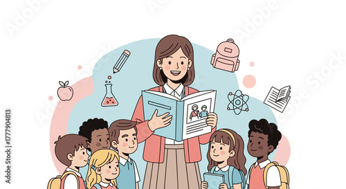 Joyful Educator Sharing Knowledge With Eager Students In An Uplifting Classroom Scene