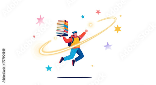 Joyful Scholar Embracing Knowledge And Education While Achieving Academic Success