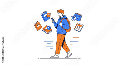 Online Learning and Educational Apps Illustration Concept for Modern Students